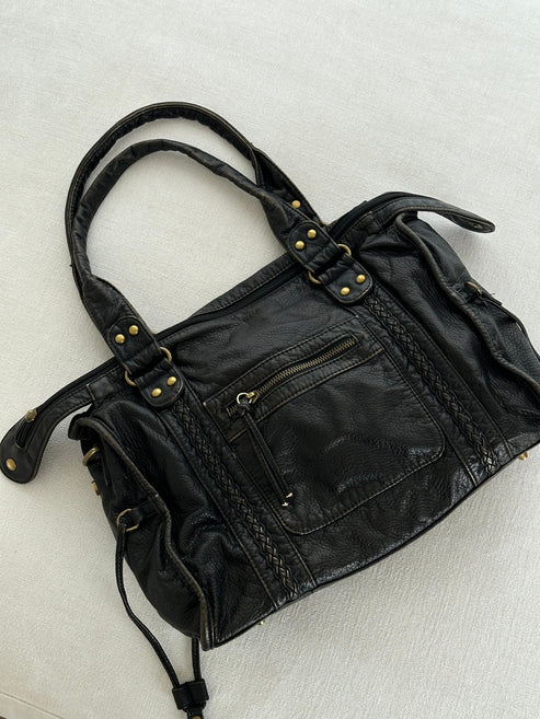 Vintage Woven Leather Shoulder Bag