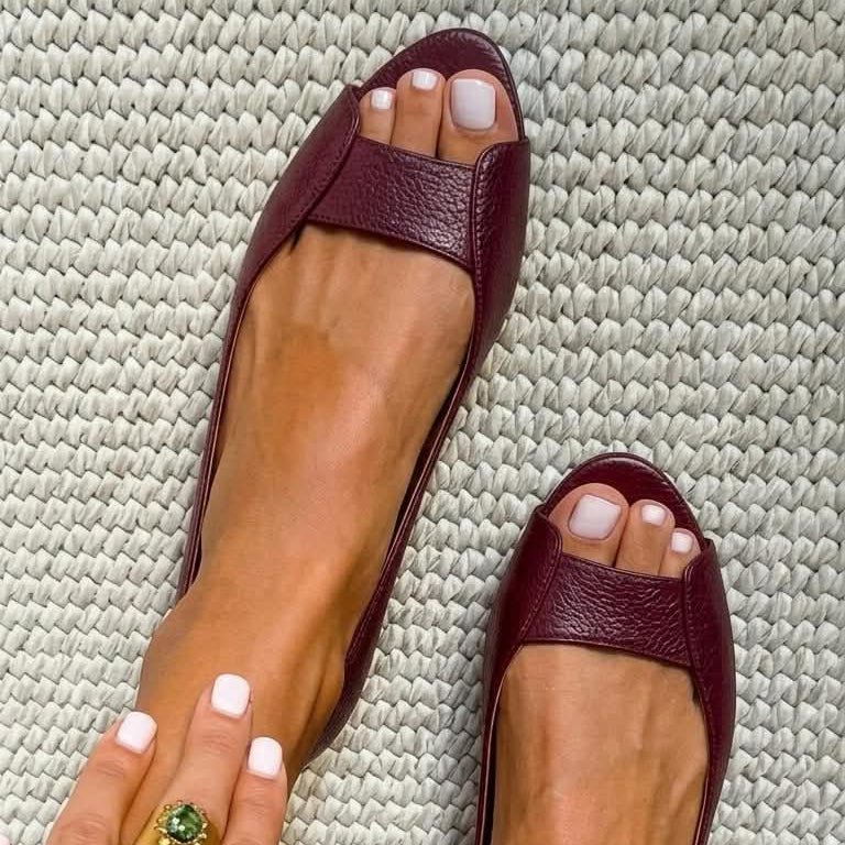 Open-Toe Metallic Structured Ballerinas