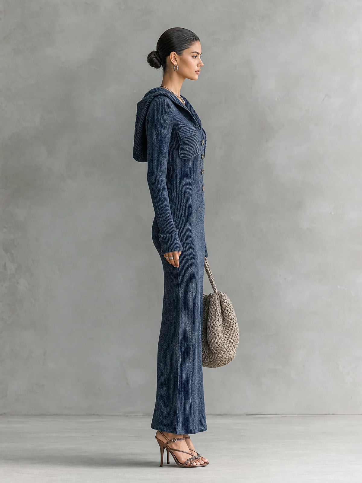 Slim-fit Hooded Knitted Maxi Dress
