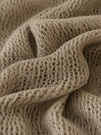 Minimalist Pointelle Half-Zip Long-Sleeve Sweater
