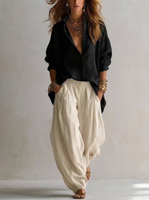 Relaxed Linen Blend Two Piece Set