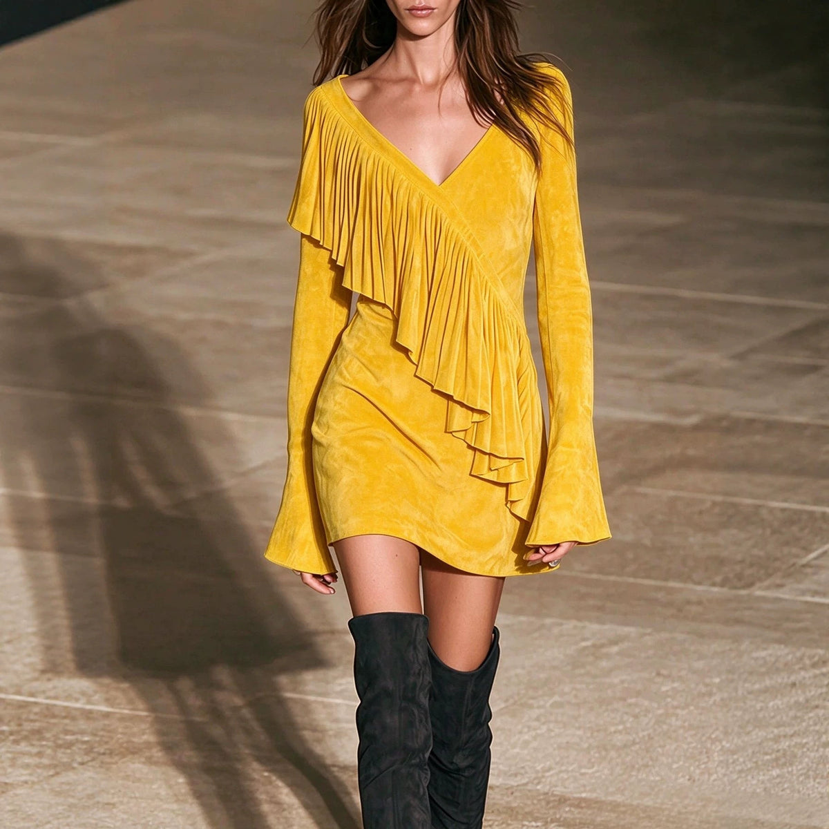 Flare Sleeve Cocktail Mini Dress