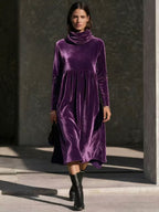 Elegant Loose-Fit Velvet Midi Dress