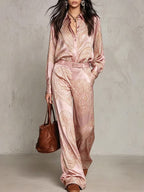 Vintage Paisley Satin Belted Ensemble