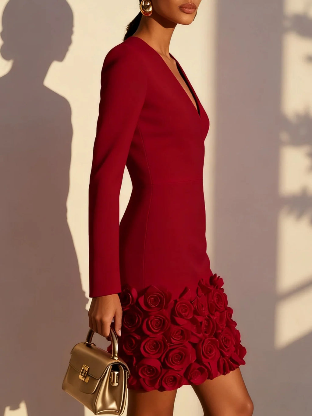 Elegant Mini Dress With 3D Flowers