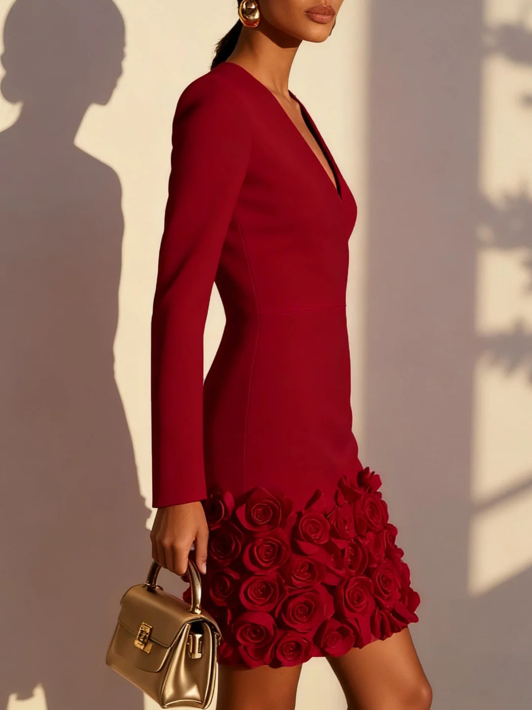 Elegant Mini Dress With 3D Flowers
