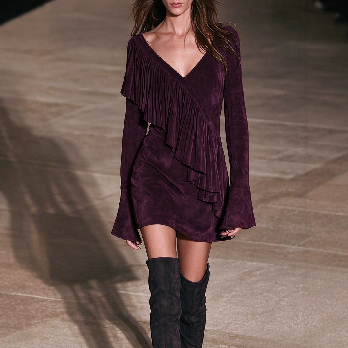 Flare Sleeve Cocktail Mini Dress