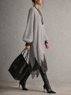 Sequin Knit Dress With Lace Hem