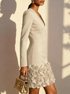 Elegant Mini Dress With 3D Flowers