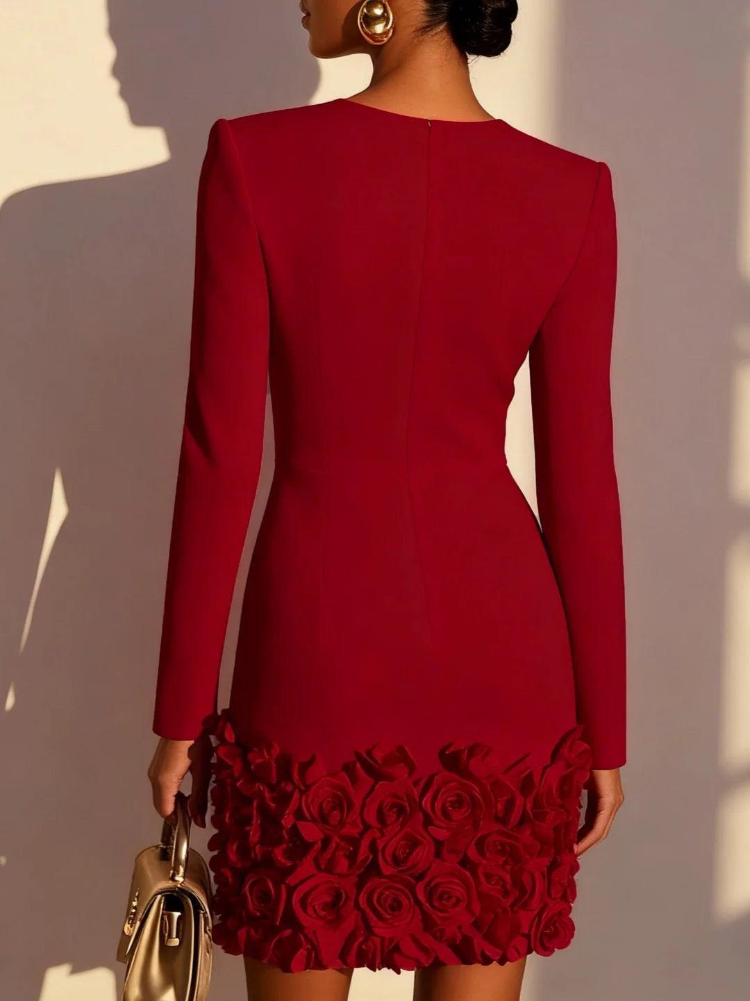 Elegant Mini Dress With 3D Flowers