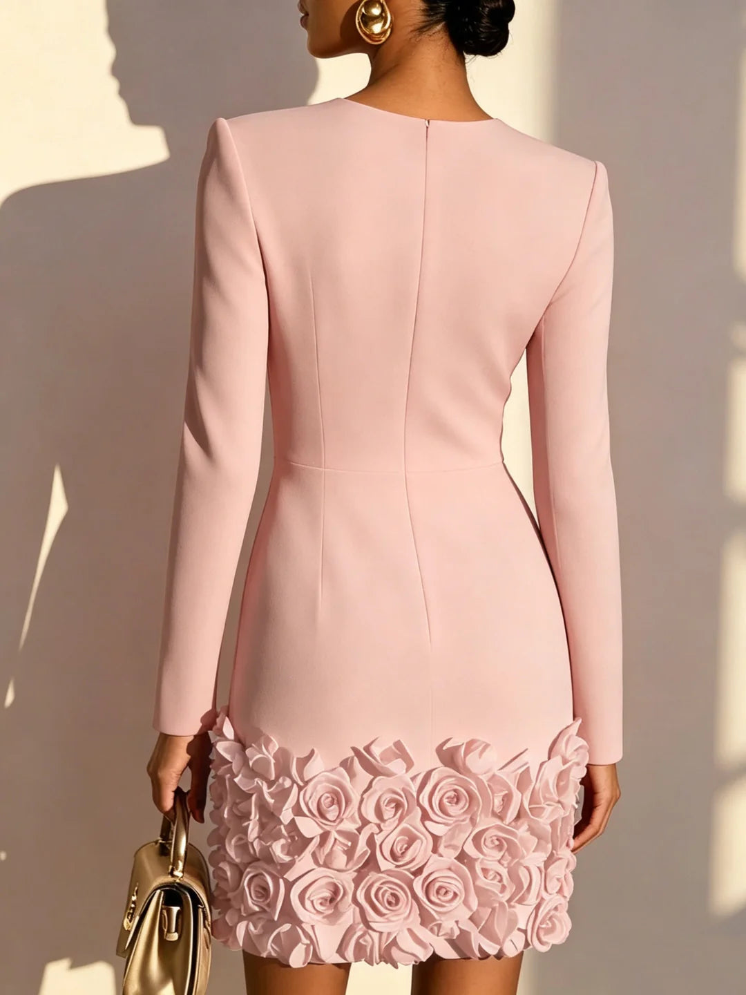 Elegant Mini Dress With 3D Flowers