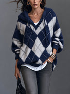 Elegant Knitted Long-Sleeve Hooded Sweater