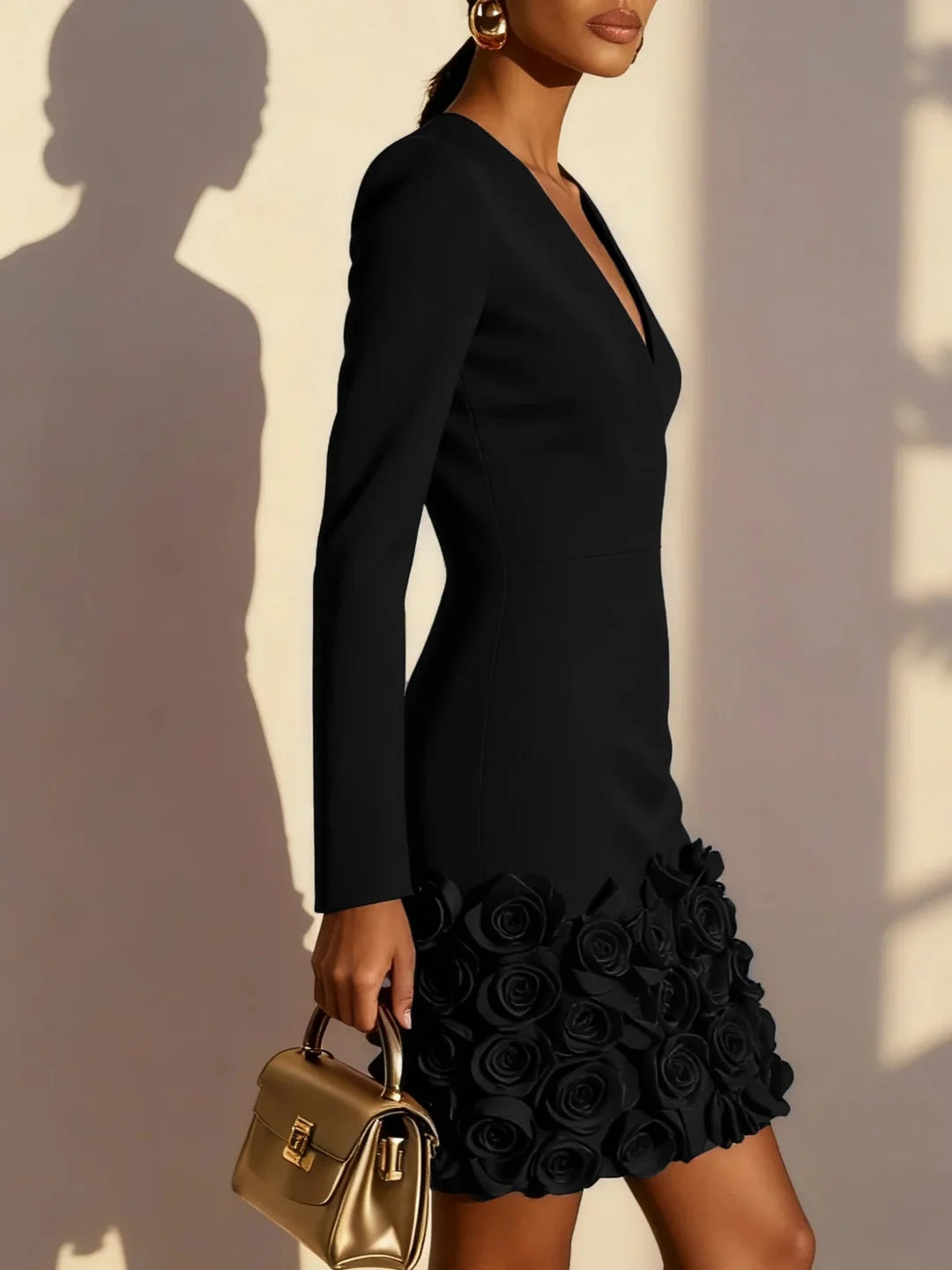 Elegant Mini Dress With 3D Flowers