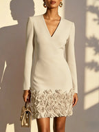 Elegant Mini Dress With 3D Flowers