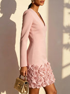 Elegant Mini Dress With 3D Flowers