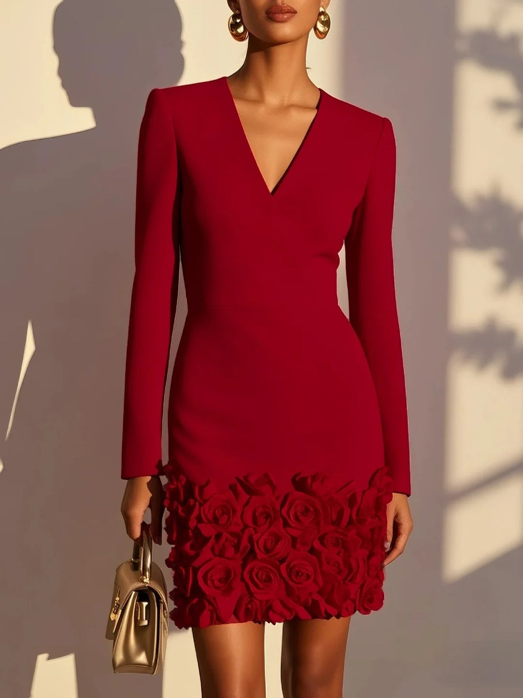 Elegant Mini Dress With 3D Flowers