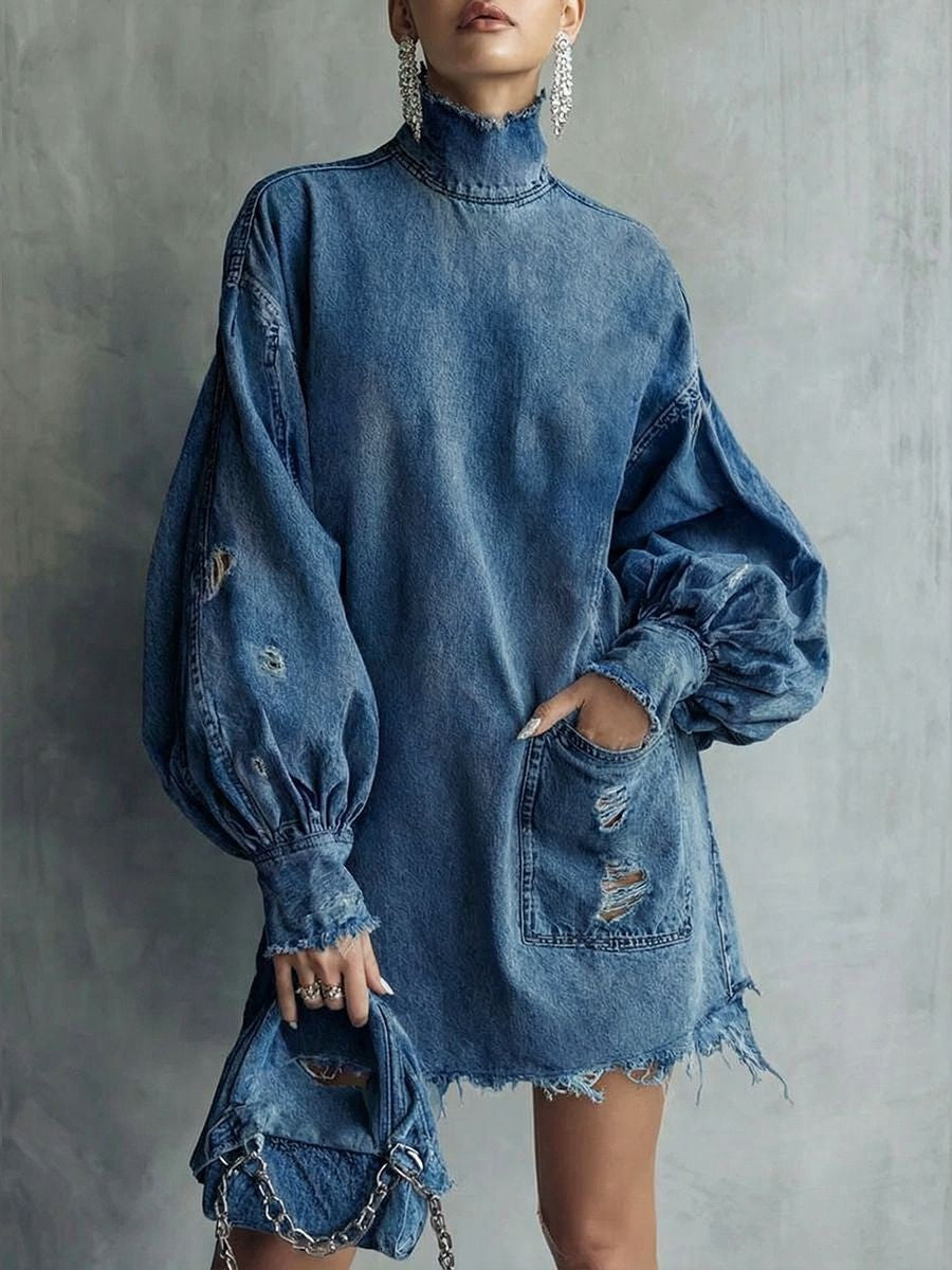 Vintage Denim Oversized Mini Dress