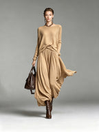 Fashion Round Neck Knitted Skirt Set