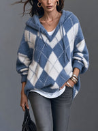 Elegant Knitted Long-Sleeve Hooded Sweater