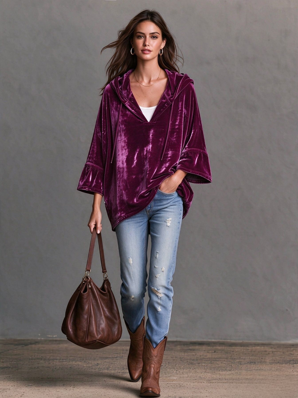 Velvet Long-Sleeve Hoodie
