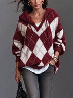 Elegant Knitted Long-Sleeve Hooded Sweater