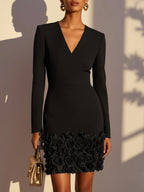 Elegant Mini Dress With 3D Flowers