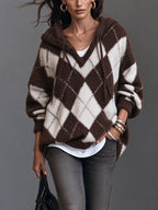 Elegant Knitted Long-Sleeve Hooded Sweater