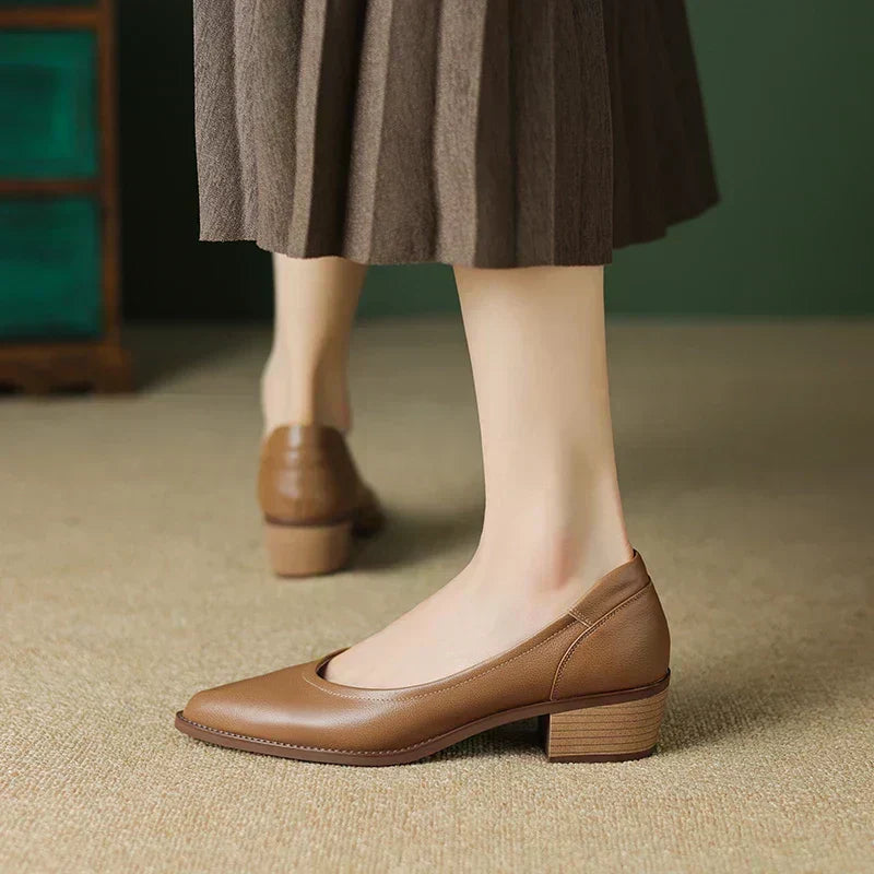 Elegant Almond-Toe Mid Heeled Mary Janes