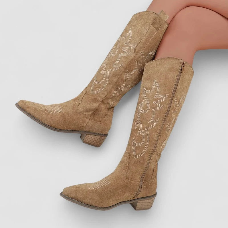 Embroidered Western Knee-High Cowboy Boots