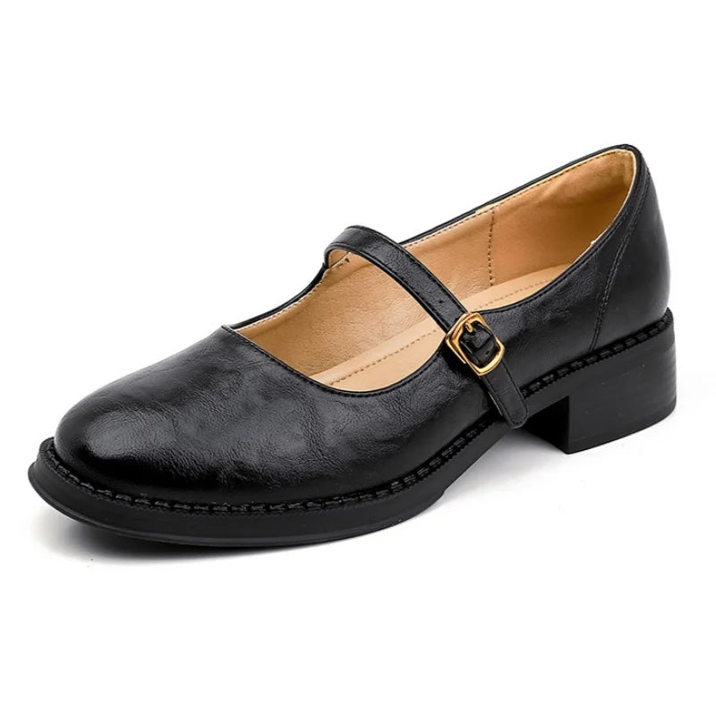 Classic Round-Toe Buckle Mary Janes