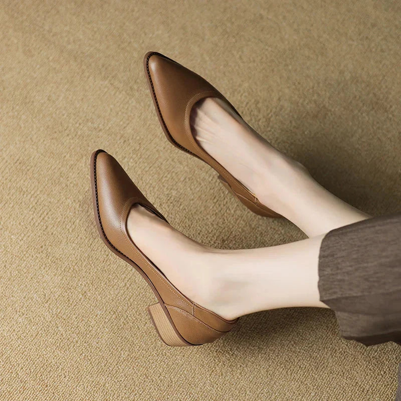 Elegant Almond-Toe Mid Heeled Mary Janes