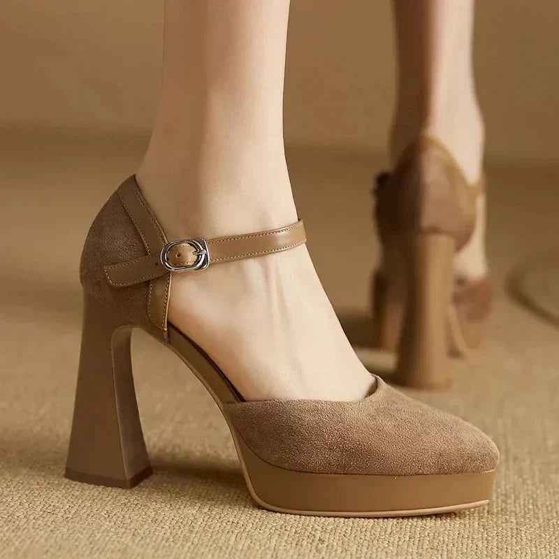 Platform Ankle-Strap Mary Jane Heels