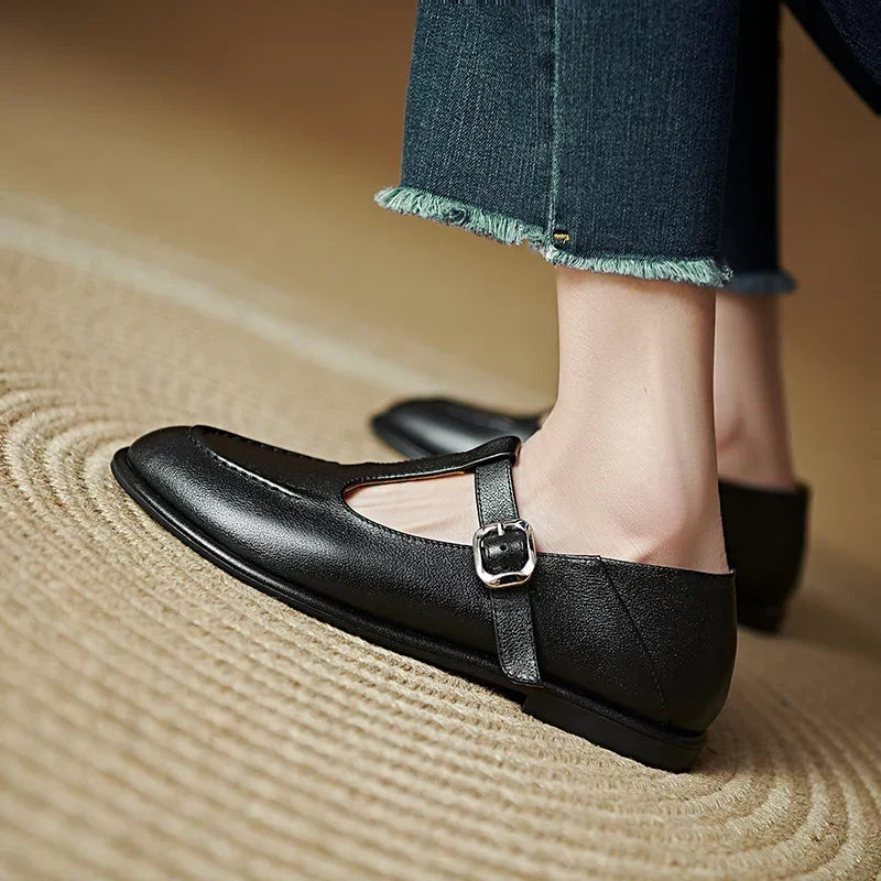 Comfort T-Strap Low Heel Pumps