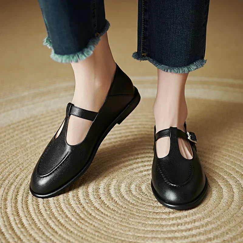 Comfort T-Strap Low Heel Pumps