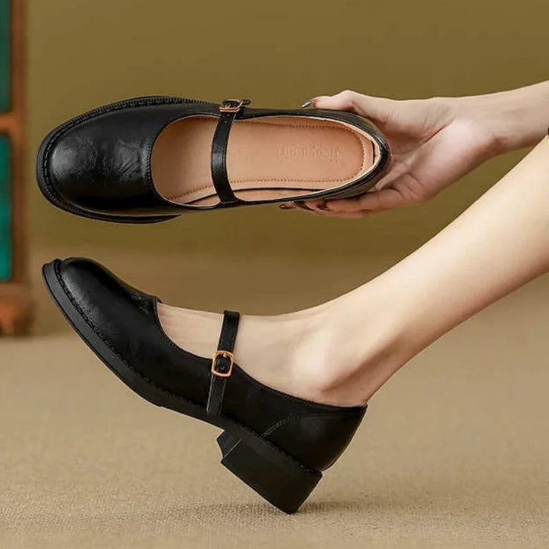 Classic Round-Toe Buckle Mary Janes