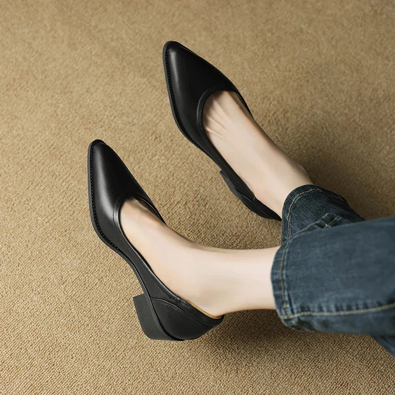 Elegant Almond-Toe Mid Heeled Mary Janes