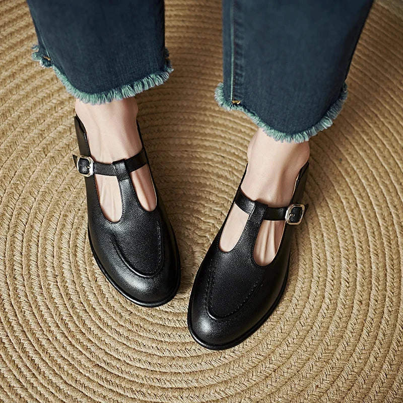 Comfort T-Strap Low Heel Pumps