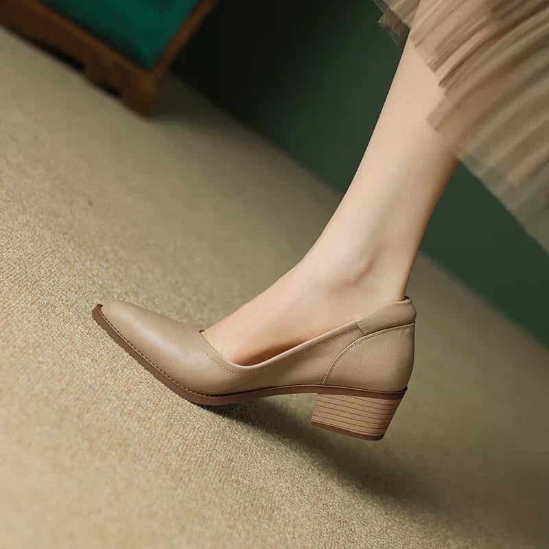 Elegant Almond-Toe Mid Heeled Mary Janes