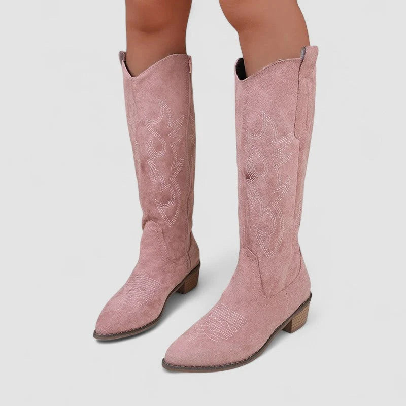 Embroidered Western Knee-High Cowboy Boots