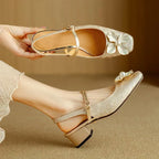 Floral Appliqué Jacquard Slingback Heels