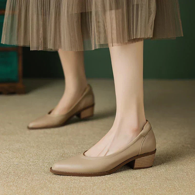 Elegant Almond-Toe Mid Heeled Mary Janes