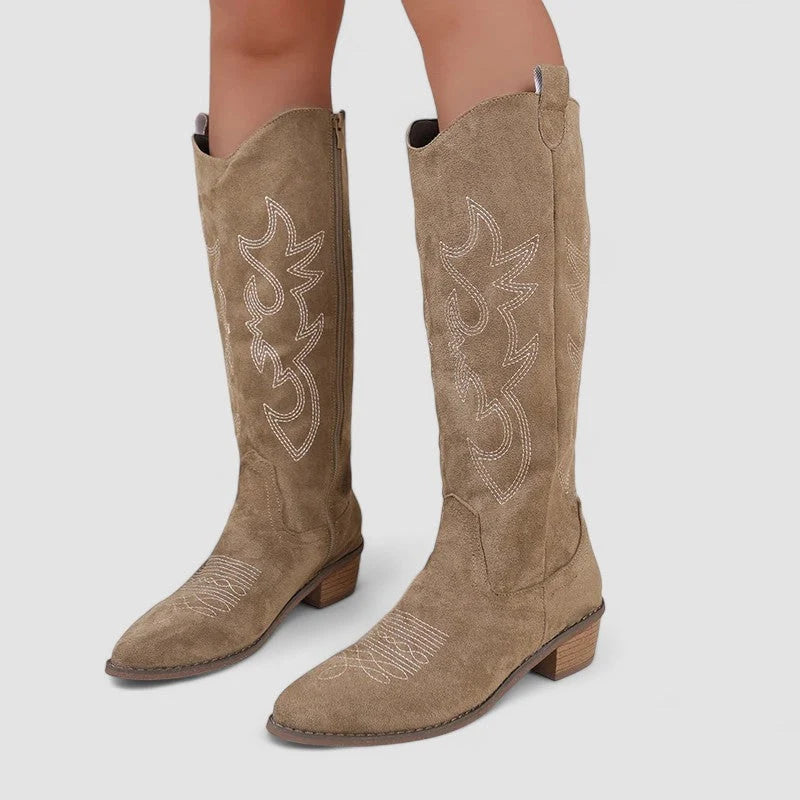 Embroidered Western Knee-High Cowboy Boots