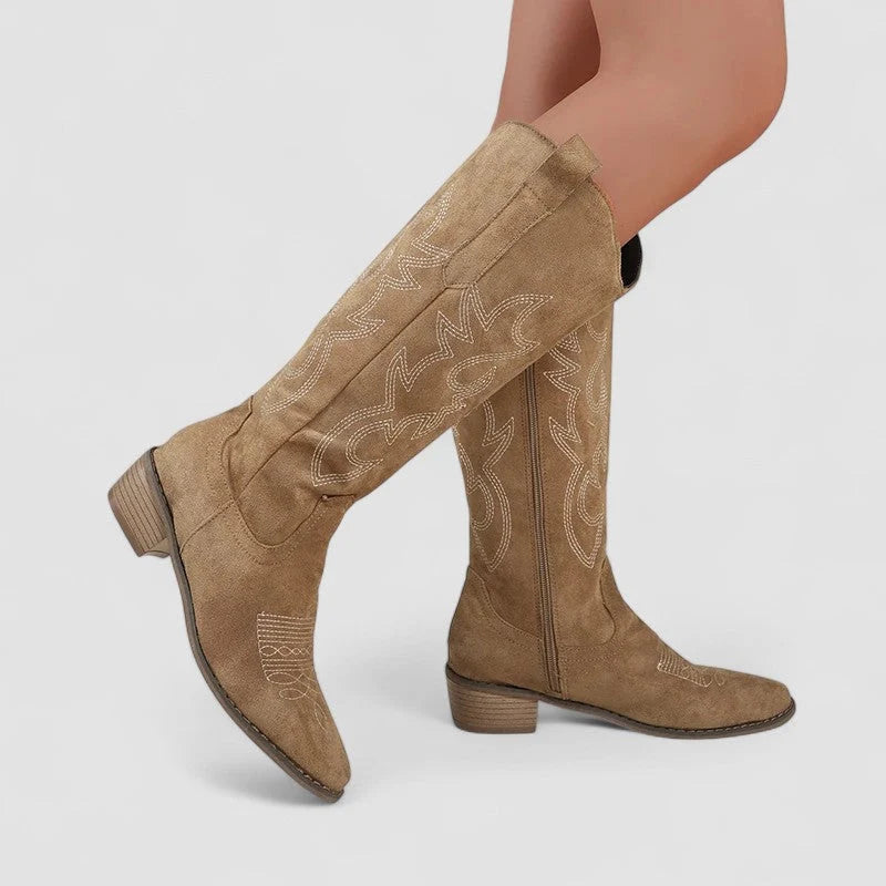 Embroidered Western Knee-High Cowboy Boots