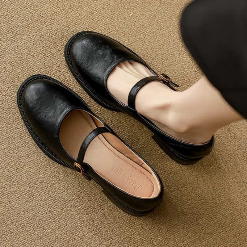 Classic Round-Toe Buckle Mary Janes
