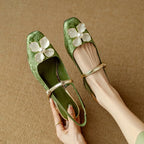 Floral Appliqué Jacquard Slingback Heels
