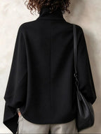 Cozy Stand-collar Stud-embellished Zippered Cape Coat