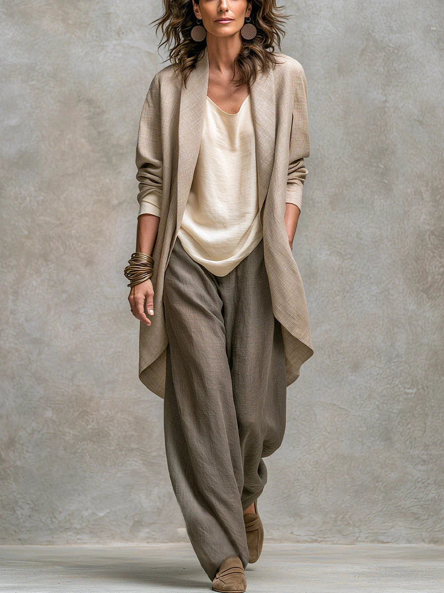 THREE-PIECE WIDE-LEG SUIT SET