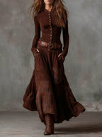 Vintage Plaid Patchwork Maxi Dress
