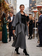 Minimalist Two-Tone Color-Block Maxi Dress With Drape Neckline