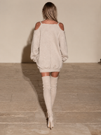 Cold-Shoulder Oversized Sweatshirt Mini Dress